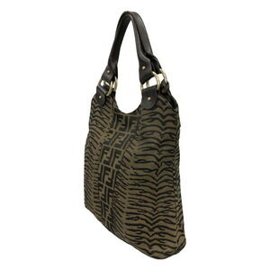 Fendi Zebra Zucca Brown Pattern Canvas Tote Bag